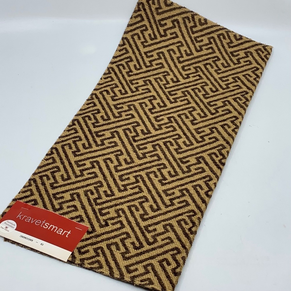 Kravet Smart Fabric Sample Brown Tan Geometric Heavy‎ Duty Textured Remnant
